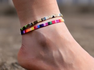 Bohemian Handcrafted Beaded Ankle Bracelet Set