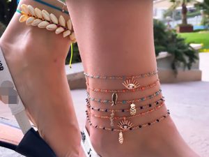 Bohemian Charm Multi-Layer Anklet with Colorful Beads and Symbolic Pendants