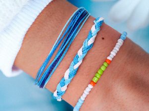 Bohemian Summer Vibes Bracelet Set - Handcrafted Blue and White Friendship Bracelets with Colorful Bead Accents
