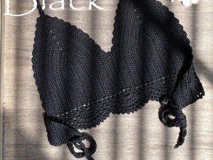 Black Crochet Knit Bikini Top with Tie Fastenings