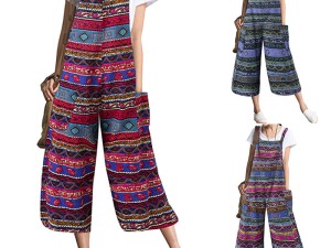 Bohemian Style Printed Harem Jumpsuit with Pockets