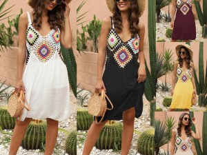 Summer Mosaic : Vibrant Crochet Detail Sundress Collection