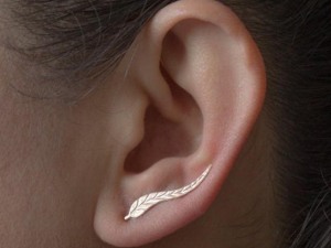 Silver Leaf Design Ear Cuff Non-Piercing Earring