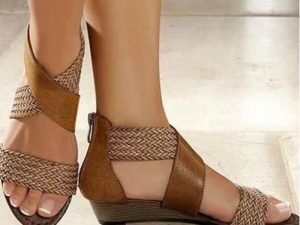 Woven Bohemian Ankle Strap Flat Sandals