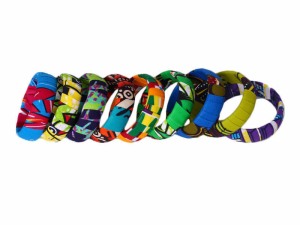 "Colorful African Fabric Print Bangle Bracelets Set"