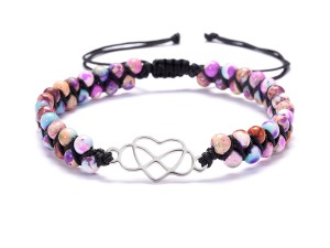 Bohemian Adjustable Handcrafted Infinity Heart Charm Bracelet with Multicolored Beads