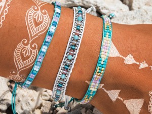 Bohemian Style Handcrafted Beaded Bracelets with Henna Tattoo Design