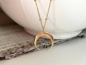 Gold-Tone Crescent Moon Pendant Necklace