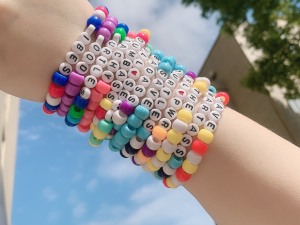 Colorful Beaded Alphabet Bracelets - Customizable Letter Charm Wristbands