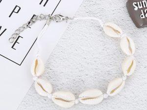 White Cowrie Shell Boho Beach Anklet