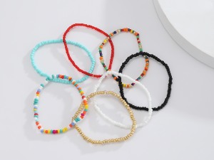Colorful Beaded Elastic Hair Ties Set