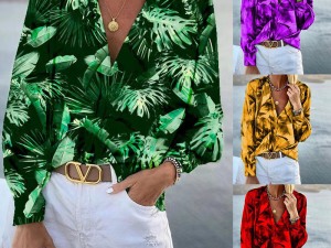 Women's Tropical Leaf Print Blazer