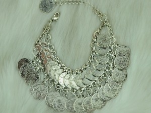 Bohemian Style Layered Coin Bib Necklace in Silver Tone